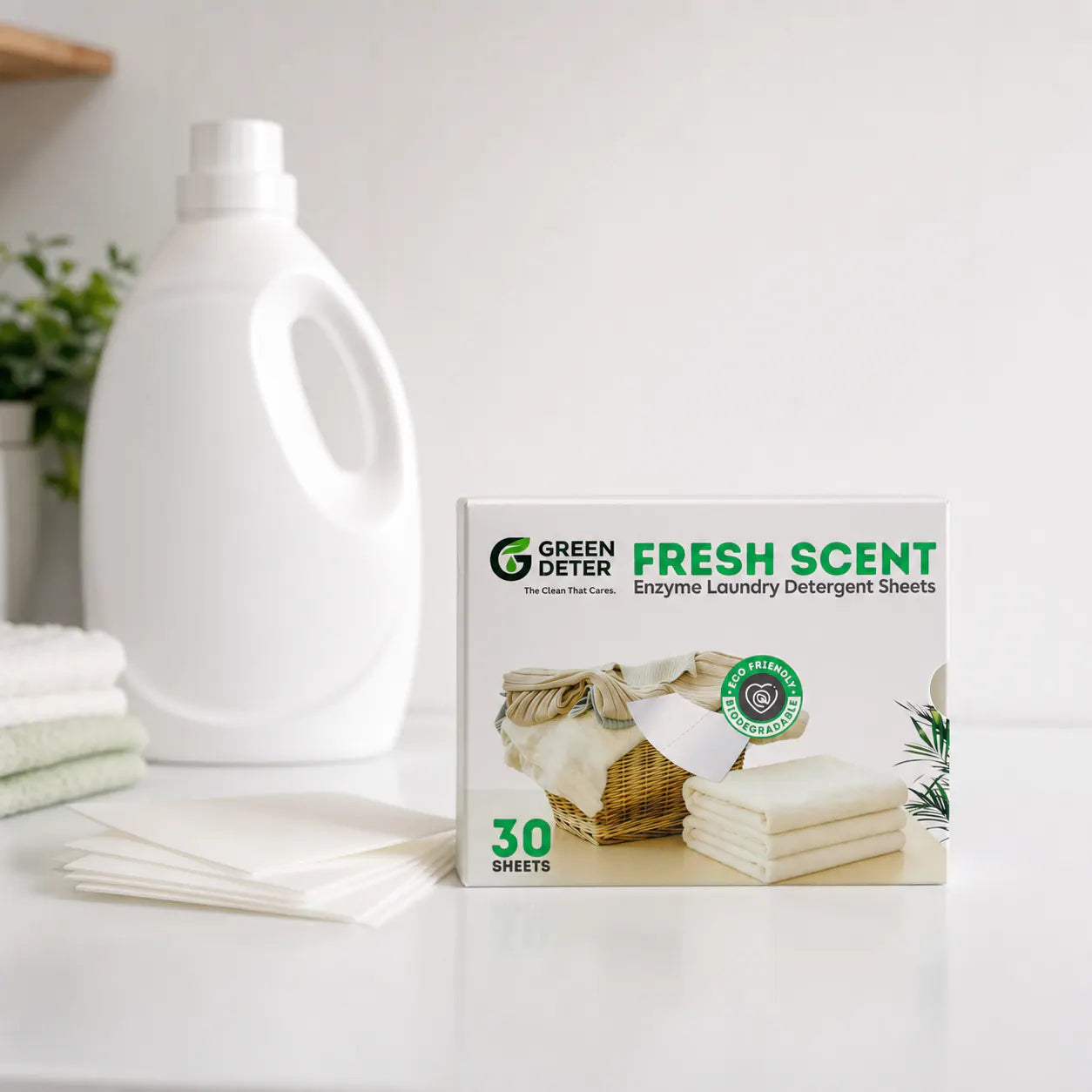 Bidons de lessive encombrants dans un placard