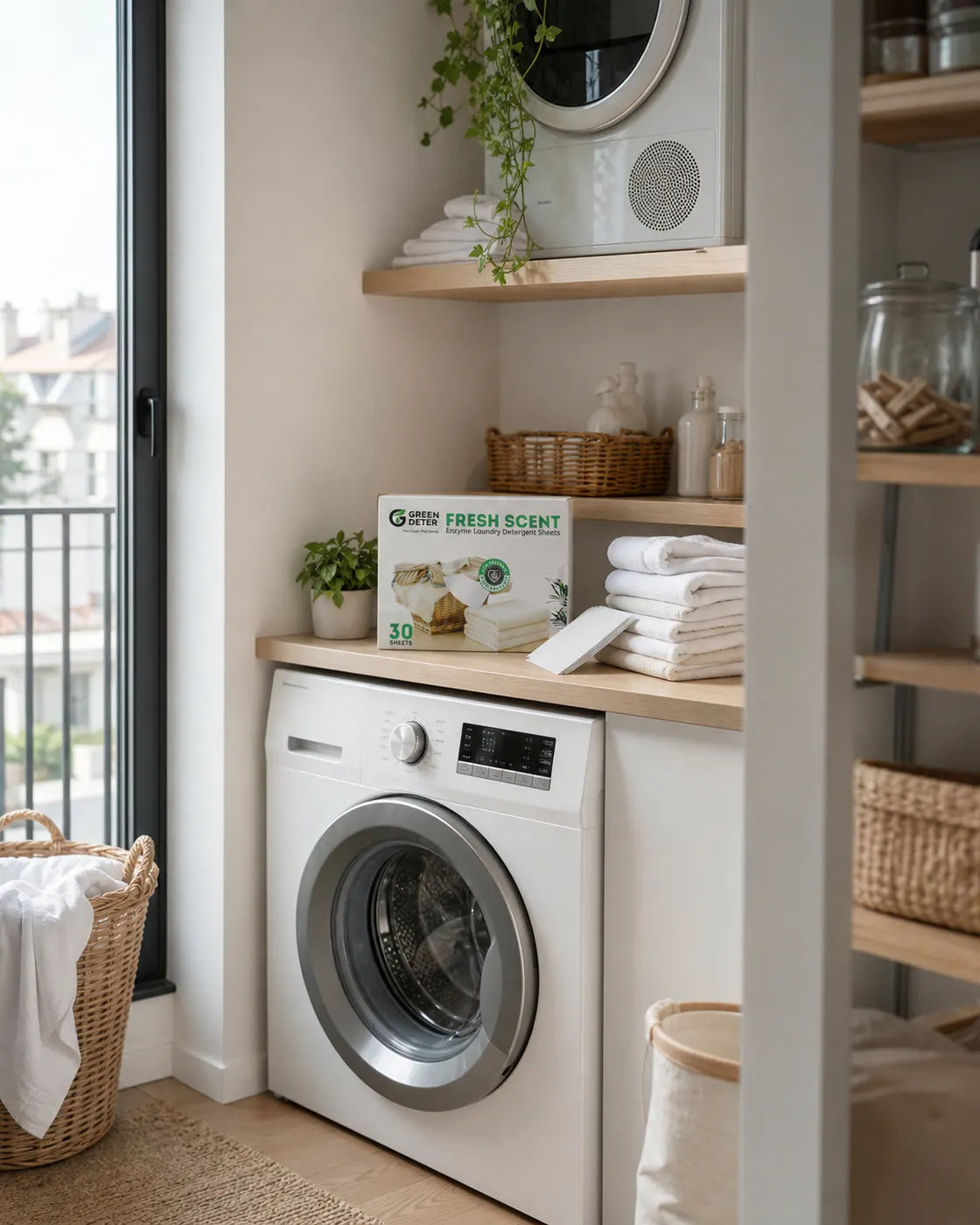 GREEN DETER dans une buanderie familiale