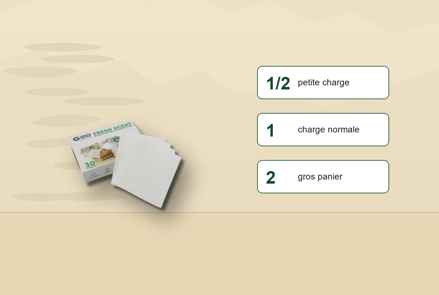GREEN DETER packaging with laundry sheets