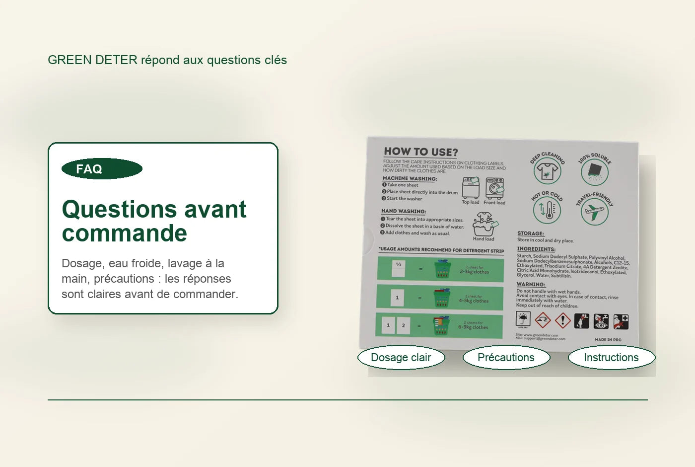 Questions fréquentes GREEN DETER sur le dosage et les précautions